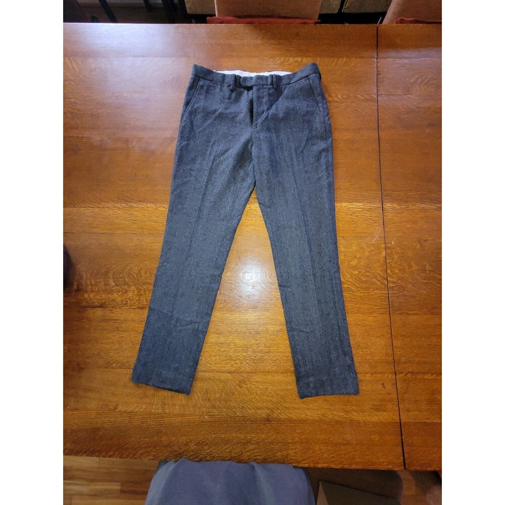 J.CREW Bowery Slim Fit Gray Herringbone Wool Blend Tweed Dress Pants Men 34x32